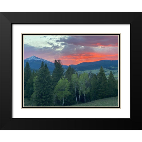 Sunset View From The Cabin Black Modern Wood Framed Art Print with Double Matting by Coppel, Anna