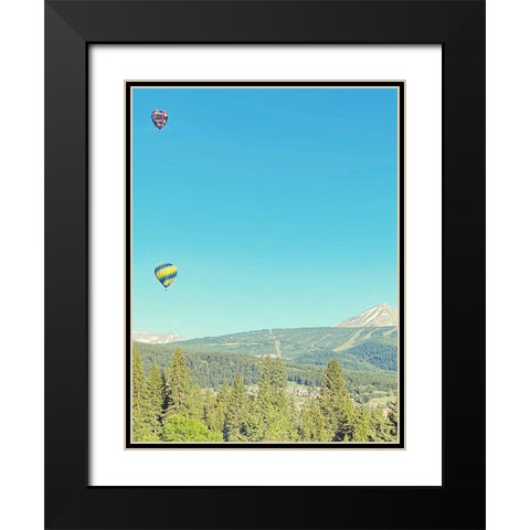 Hot Air Balloons Black Modern Wood Framed Art Print with Double Matting by Coppel, Anna