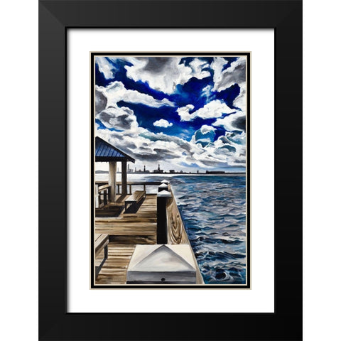 Lake Dock Black Modern Wood Framed Art Print with Double Matting by Goodrich, Chelsea