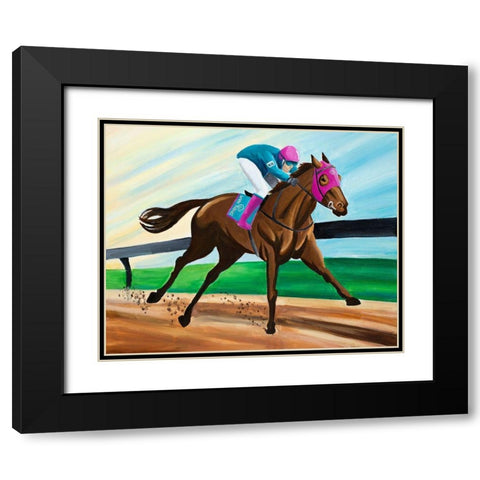 Race Horse Black Modern Wood Framed Art Print with Double Matting by Goodrich, Chelsea