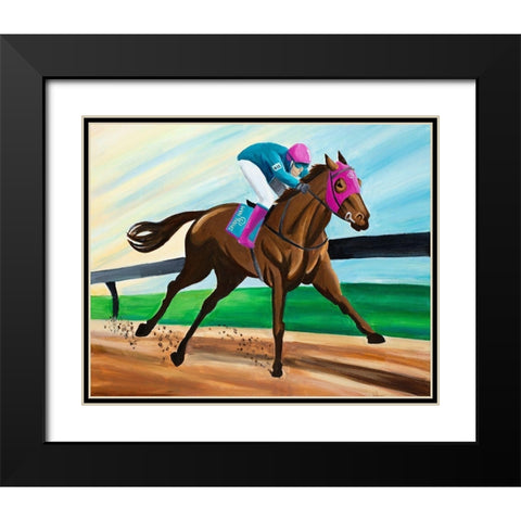 Race Horse Black Modern Wood Framed Art Print with Double Matting by Goodrich, Chelsea