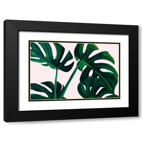 Monstera Palms Black Modern Wood Framed Art Print with Double Matting by Goodrich, Chelsea