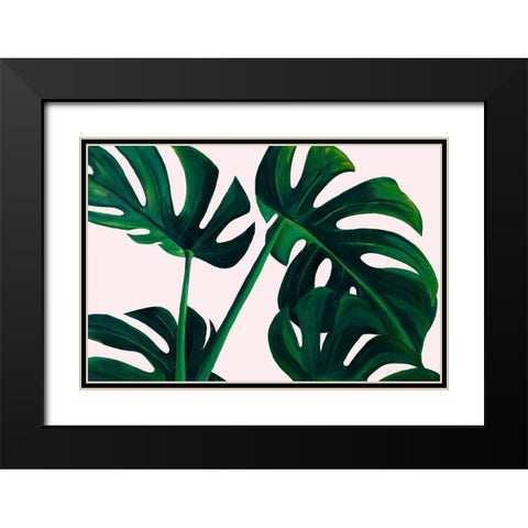 Monstera Palms Black Modern Wood Framed Art Print with Double Matting by Goodrich, Chelsea