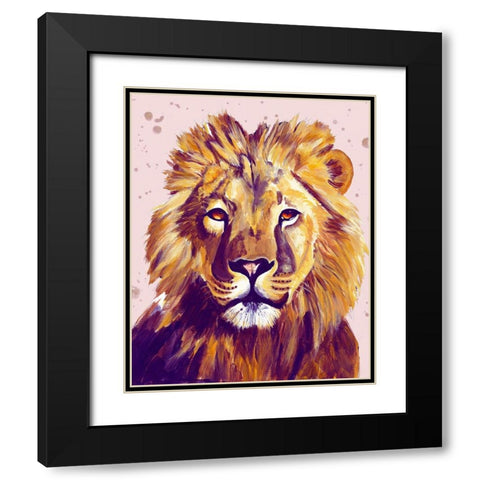 Lion Face Black Modern Wood Framed Art Print with Double Matting by Goodrich, Chelsea