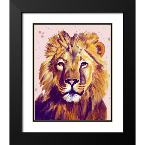 Lion Face Black Modern Wood Framed Art Print with Double Matting by Goodrich, Chelsea