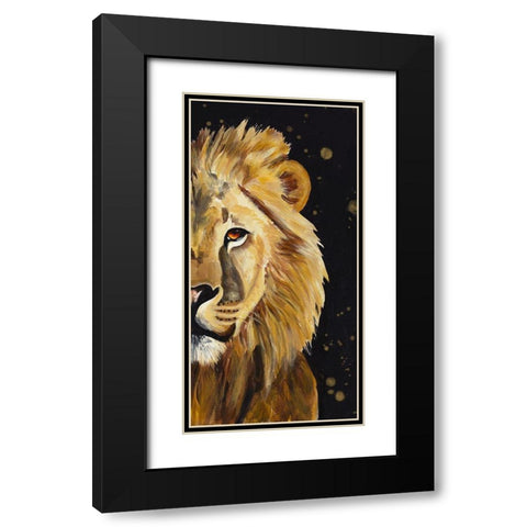Lion Half Face Black Modern Wood Framed Art Print with Double Matting by Goodrich, Chelsea