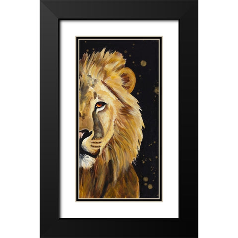 Lion Half Face Black Modern Wood Framed Art Print with Double Matting by Goodrich, Chelsea