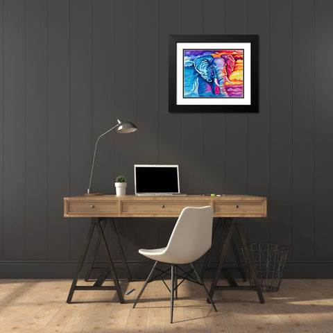 Elephant in Vibrant Colors Black Modern Wood Framed Art Print with Double Matting by Goodrich, Chelsea