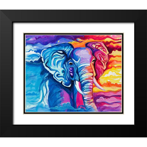 Elephant in Vibrant Colors Black Modern Wood Framed Art Print with Double Matting by Goodrich, Chelsea