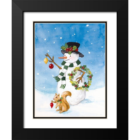 Festive Snowman II Black Modern Wood Framed Art Print with Double Matting by Loreth, Lanie