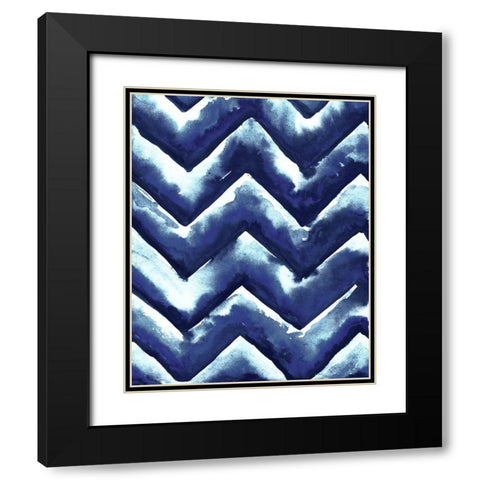 Shibori Zig Zag Black Modern Wood Framed Art Print with Double Matting by Medley, Elizabeth