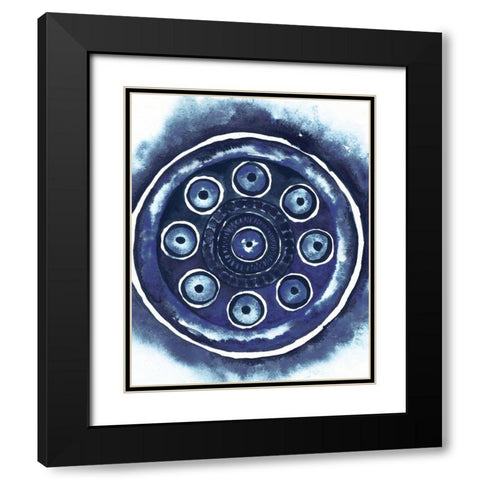 Shibori Circle I Black Modern Wood Framed Art Print with Double Matting by Medley, Elizabeth