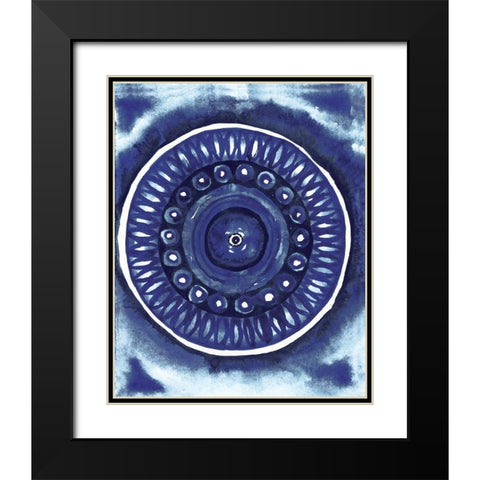 Shibori Circle II Black Modern Wood Framed Art Print with Double Matting by Medley, Elizabeth