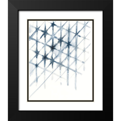 Shibori Black Modern Wood Framed Art Print with Double Matting by Pinto, Patricia