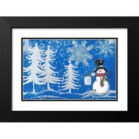 Snowmans Christmas Black Modern Wood Framed Art Print with Double Matting by Ritter, Gina