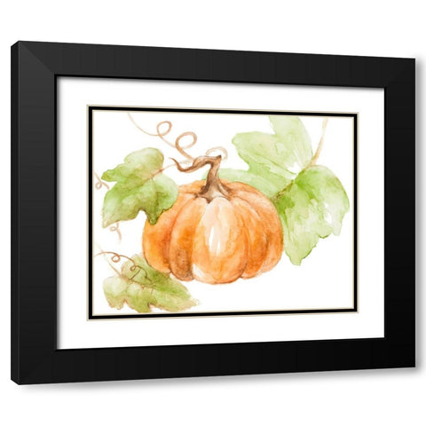 Fall Pumpkin with Big Leaves Black Modern Wood Framed Art Print with Double Matting by Loreth, Lanie