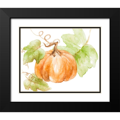 Fall Pumpkin with Big Leaves Black Modern Wood Framed Art Print with Double Matting by Loreth, Lanie