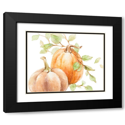 Fall Vines and Two Pumpkins Black Modern Wood Framed Art Print with Double Matting by Loreth, Lanie