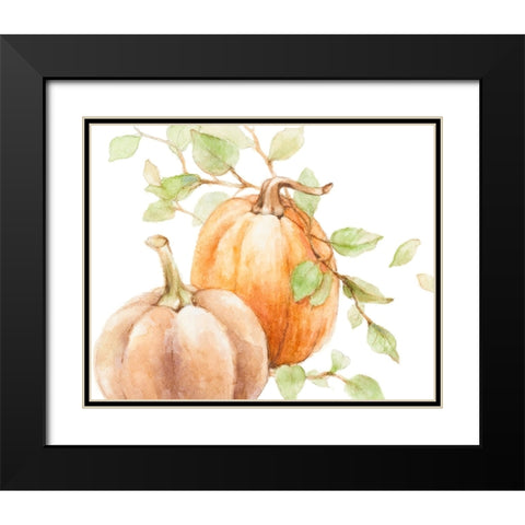 Fall Vines and Two Pumpkins Black Modern Wood Framed Art Print with Double Matting by Loreth, Lanie