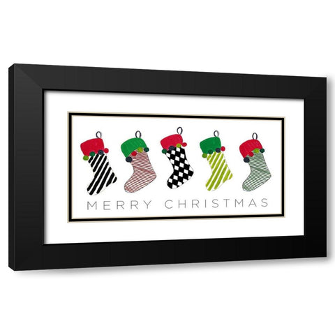Christmas Stockings Black Modern Wood Framed Art Print with Double Matting by Pinto, Patricia