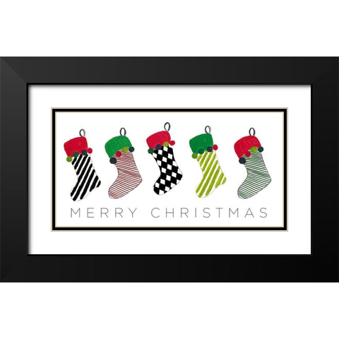 Christmas Stockings Black Modern Wood Framed Art Print with Double Matting by Pinto, Patricia