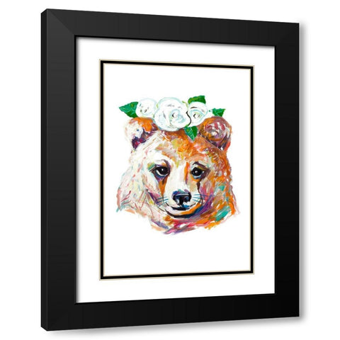 Bear with Flower Crown Black Modern Wood Framed Art Print with Double Matting by Beauchamp, Andy