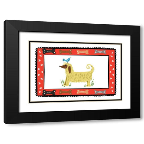 Dog with a Bird Friend Black Modern Wood Framed Art Print with Double Matting by Del Sol, Ani