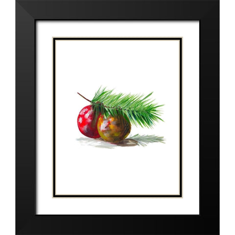Christmas Bulb on Pine Black Modern Wood Framed Art Print with Double Matting by Beauchamp, Andy