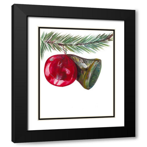 Christmas Bell on Pine Black Modern Wood Framed Art Print with Double Matting by Beauchamp, Andy