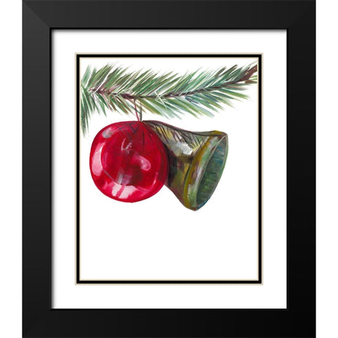 Christmas Bell on Pine Black Modern Wood Framed Art Print with Double Matting by Beauchamp, Andy