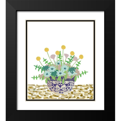 Soft Blooms in Vase With Border IV Black Modern Wood Framed Art Print with Double Matting by Bucheli, Jen