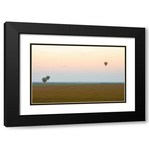 Hot Air Balloons over Kenya II Black Modern Wood Framed Art Print with Double Matting by Mansfield, Kathy