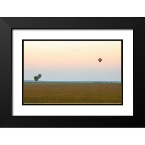 Hot Air Balloons over Kenya II Black Modern Wood Framed Art Print with Double Matting by Mansfield, Kathy