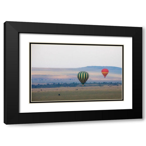 Hot Air Balloons over Kenya I Black Modern Wood Framed Art Print with Double Matting by Mansfield, Kathy