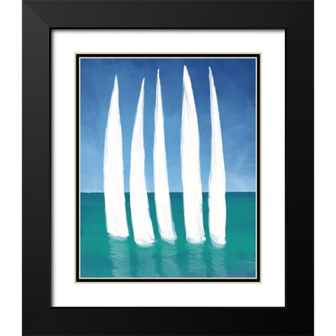 Tall Sailing Boats Black Modern Wood Framed Art Print with Double Matting by Meneely, Dan