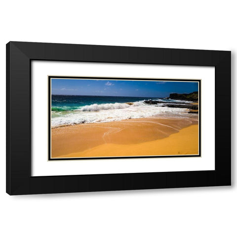 Oahu Shore Waves Black Modern Wood Framed Art Print with Double Matting by Bill Carson Photography