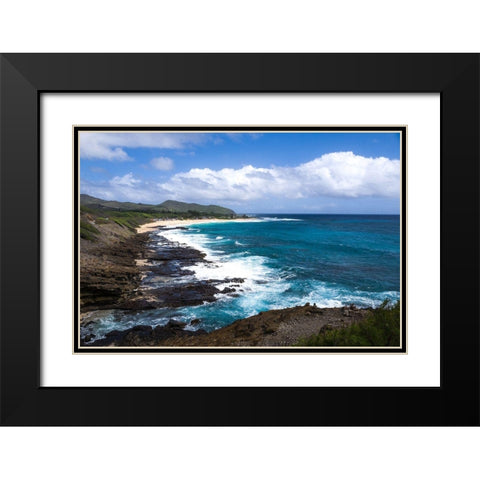Oahu Rocky Shores II Black Modern Wood Framed Art Print with Double Matting by Bill Carson Photography