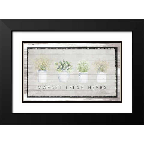 Market Fresh Herbs Black Modern Wood Framed Art Print with Double Matting by Gaynor, Janice