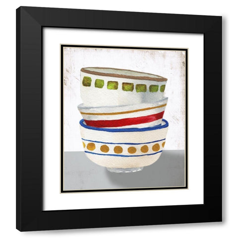 Stacked Bowls I Black Modern Wood Framed Art Print with Double Matting by Medley, Elizabeth