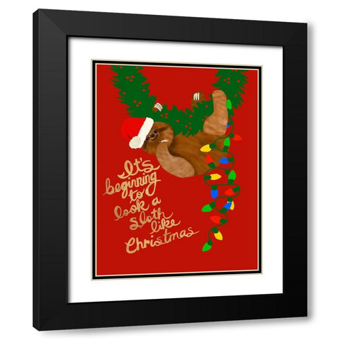 Sloth Like Christmas Black Modern Wood Framed Art Print with Double Matting by Bucheli, Jen