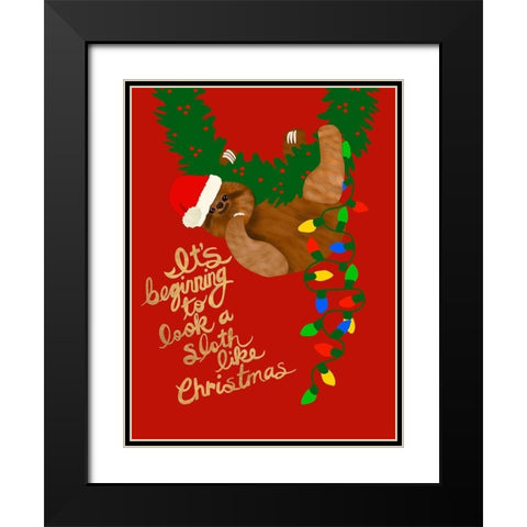 Sloth Like Christmas Black Modern Wood Framed Art Print with Double Matting by Bucheli, Jen