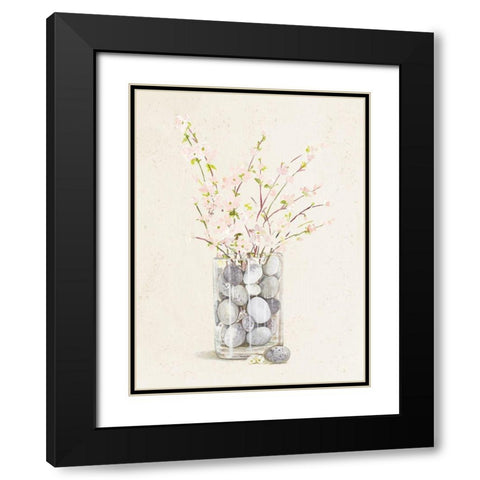 Spring Vase With Pebbles Black Modern Wood Framed Art Print with Double Matting by Pinto, Patricia