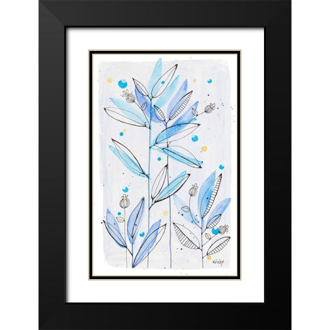 Botanical Stamp I Black Modern Wood Framed Art Print with Double Matting by Krinlox
