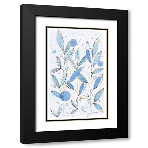 Botanical Stamp II Black Modern Wood Framed Art Print with Double Matting by Krinlox