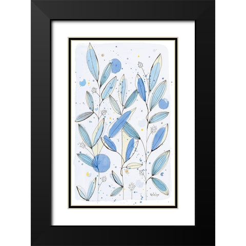 Botanical Stamp II Black Modern Wood Framed Art Print with Double Matting by Krinlox