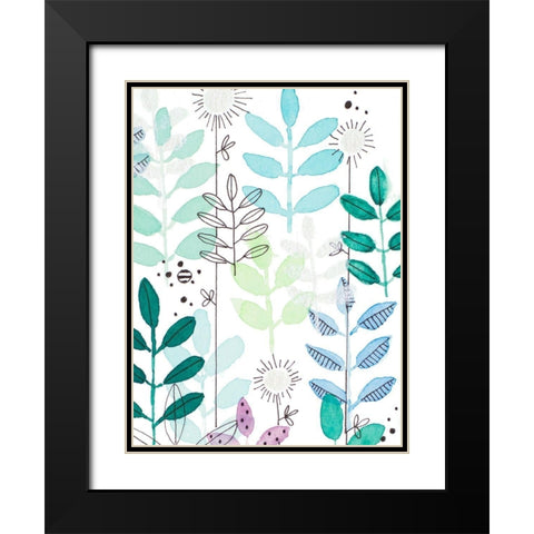 Botanics II Black Modern Wood Framed Art Print with Double Matting by Krinlox