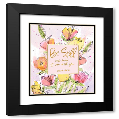 Be Still Spring Blooms Black Modern Wood Framed Art Print with Double Matting by Krinlox