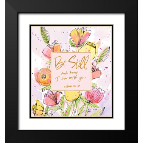 Be Still Spring Blooms Black Modern Wood Framed Art Print with Double Matting by Krinlox
