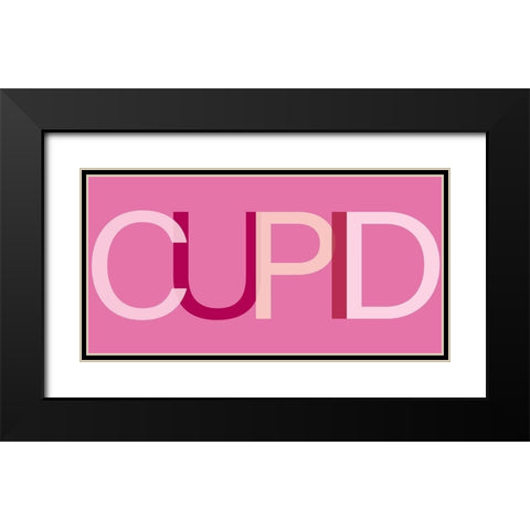Cupid Black Modern Wood Framed Art Print with Double Matting by SD Graphics Studio