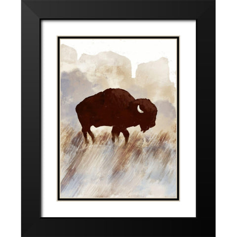 Buffalo Sunset Hill I Black Modern Wood Framed Art Print with Double Matting by Meneely, Dan